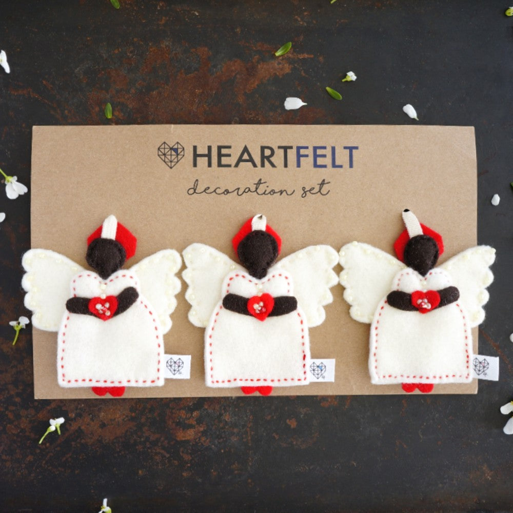 African Angel Trio in Cream and Red